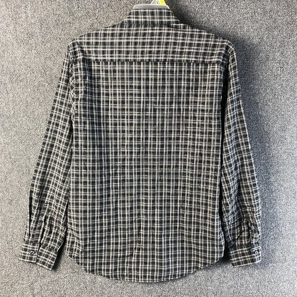 Sons of Intrigue Long Sleeve Button Up Shirt Large Men's Plaid Black 100% Cotton - Picture 8 of 9